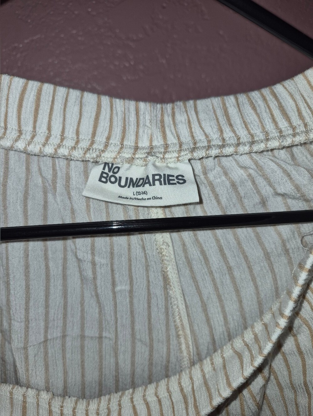 No Boundaries Cream and Tan Pinstripe Straight Leg Pants
